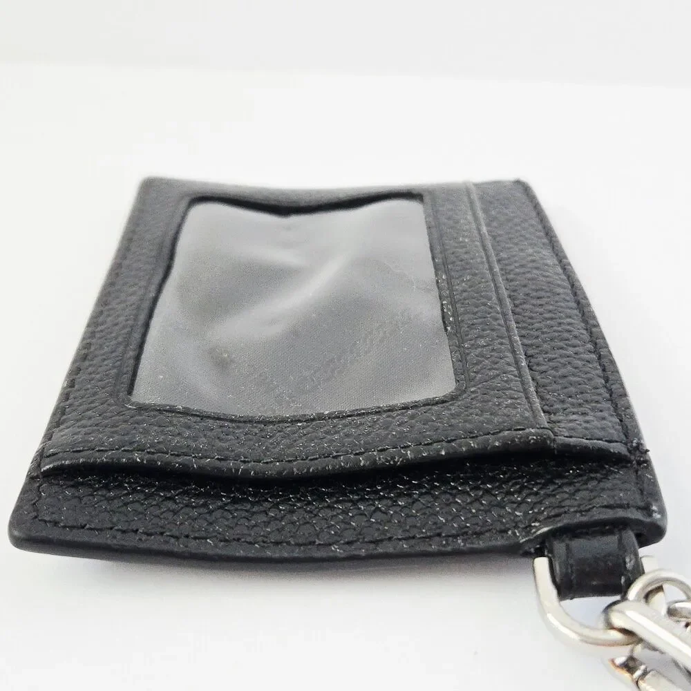 Michael Kors Black & Silver Jet Set Charm Small Leather ID Chain Card Holder